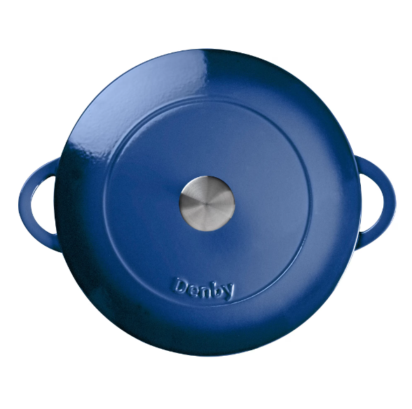 Denby Cobalt Shallow Cast Iron Casserole top view