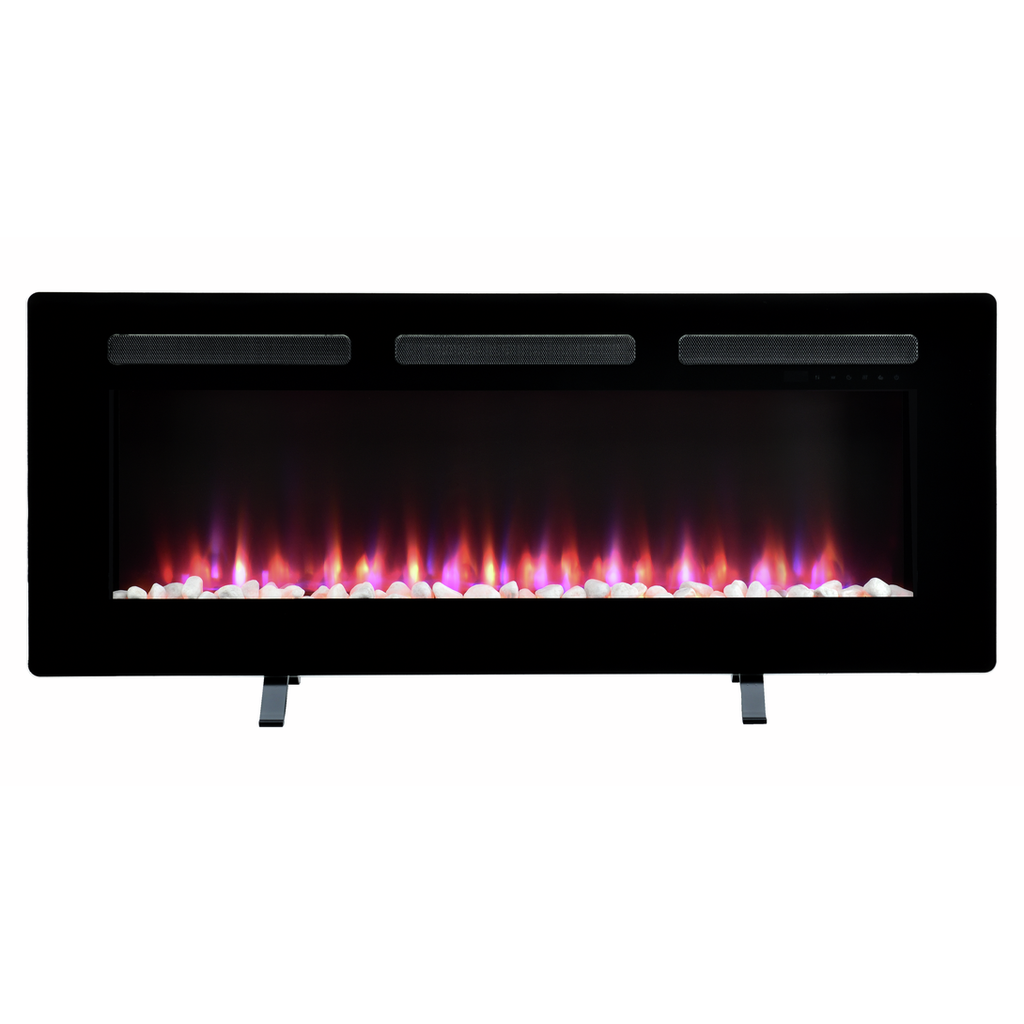 Dimplex 220930 Sierra 48" Linear Fireplace - front of electric fireplace with pebble bed setting on