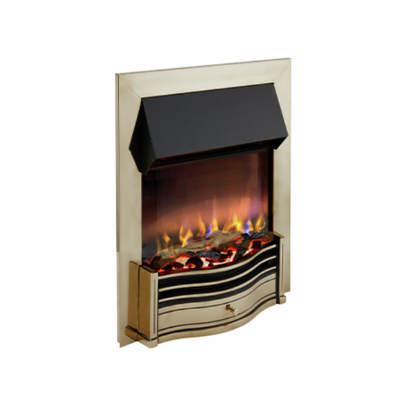 Dimplex DMF20AB3D Dumfries Optiflame 3D Inset Electric Fire Antique Brass - view of the front of the electric fire