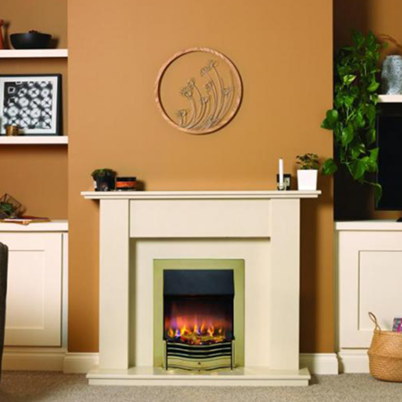 Dimplex DMF20AB3D Dumfries Optiflame 3D Inset Electric Fire Antique Brass - the electric fire pictured in a furnished living room interior