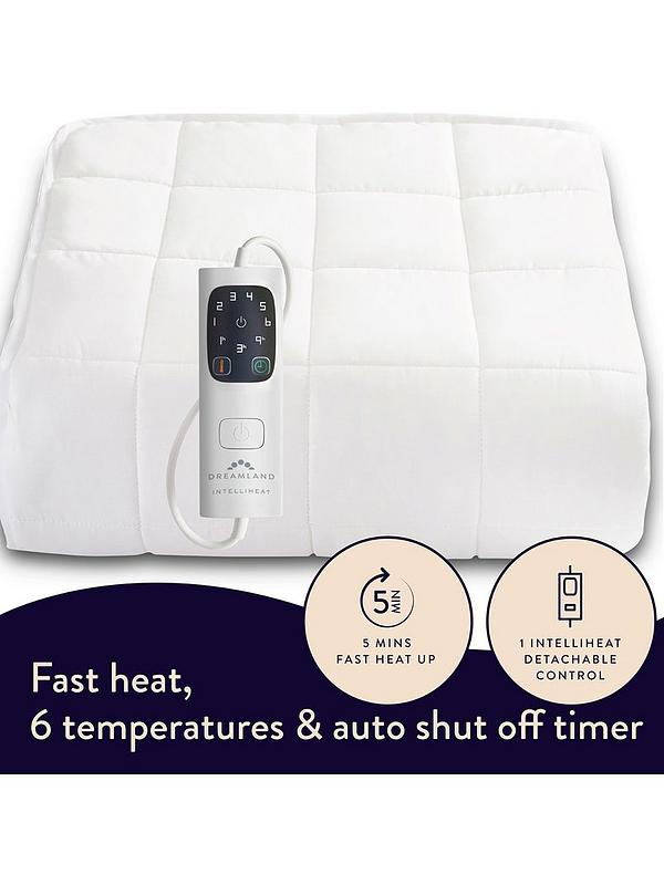 Dreamland 16888C Snowed In Double Dual Control Cotton Mattress Cover showing the controls