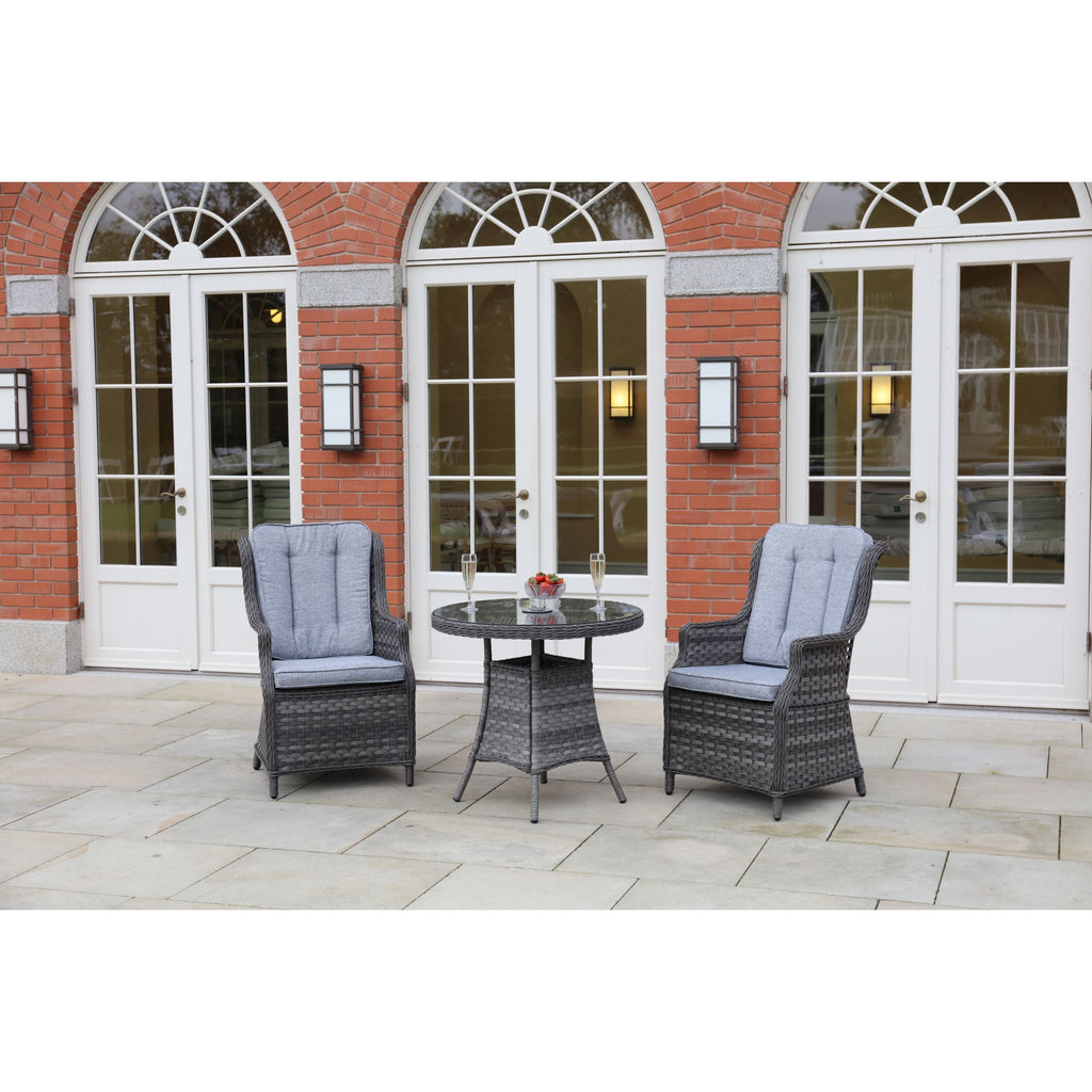 Florence MJT619 Bistro Set Dark Grey - set placed in a courtyard outside a building