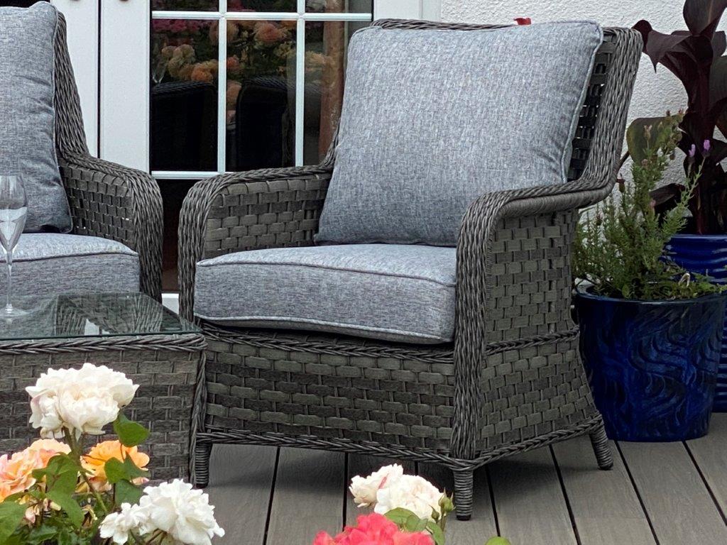 Florence MJT652 2 Seater Coffee Set Dark Grey - close-up of one of the chairs