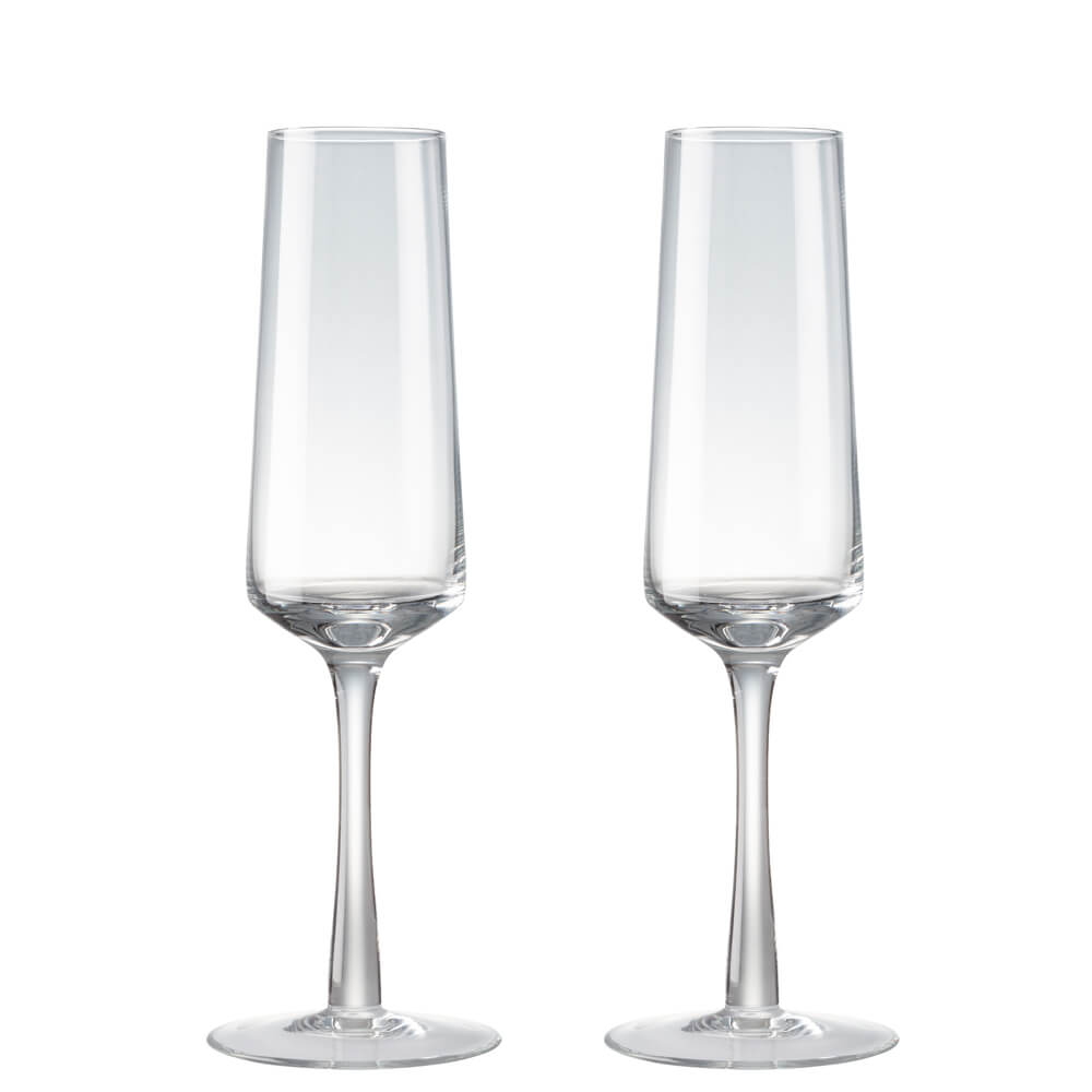 Contemporary Clear Champagne Flutes By Denby 2pk