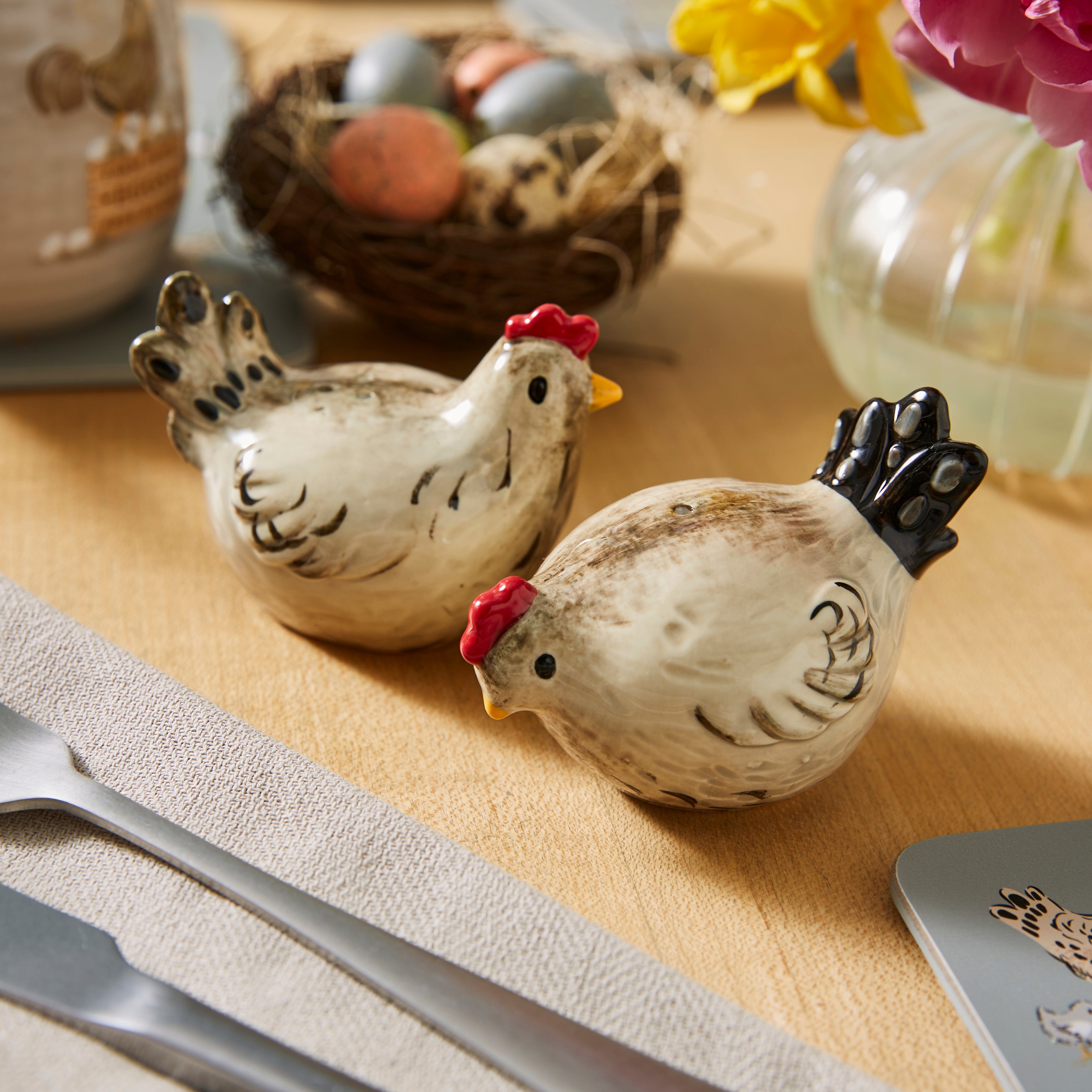 Acense Ceramic Salt & Pepper Shaker Set – White – Dishwasher Safe Condiment Pots