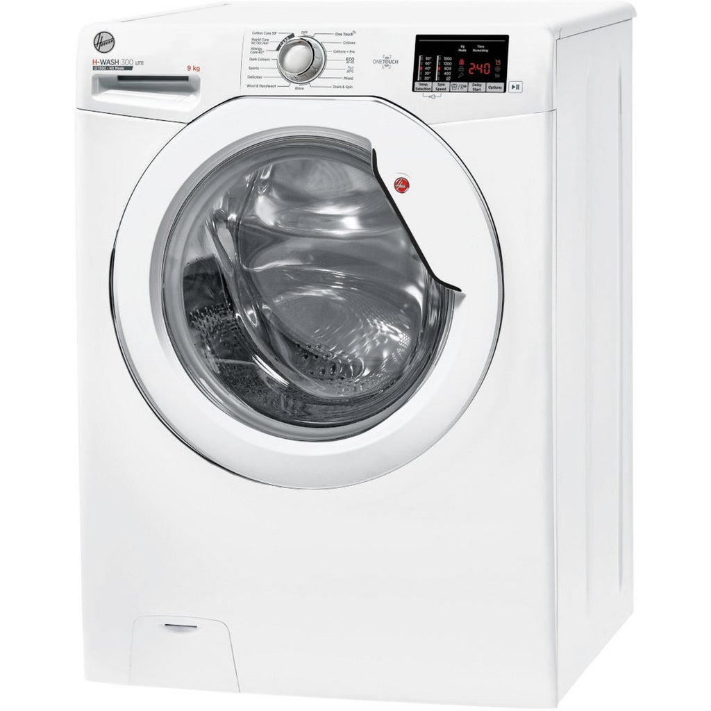 Hoover H3W592DE Washing Machine 9kg 1500 Spin - view of front from an angle with sides visible