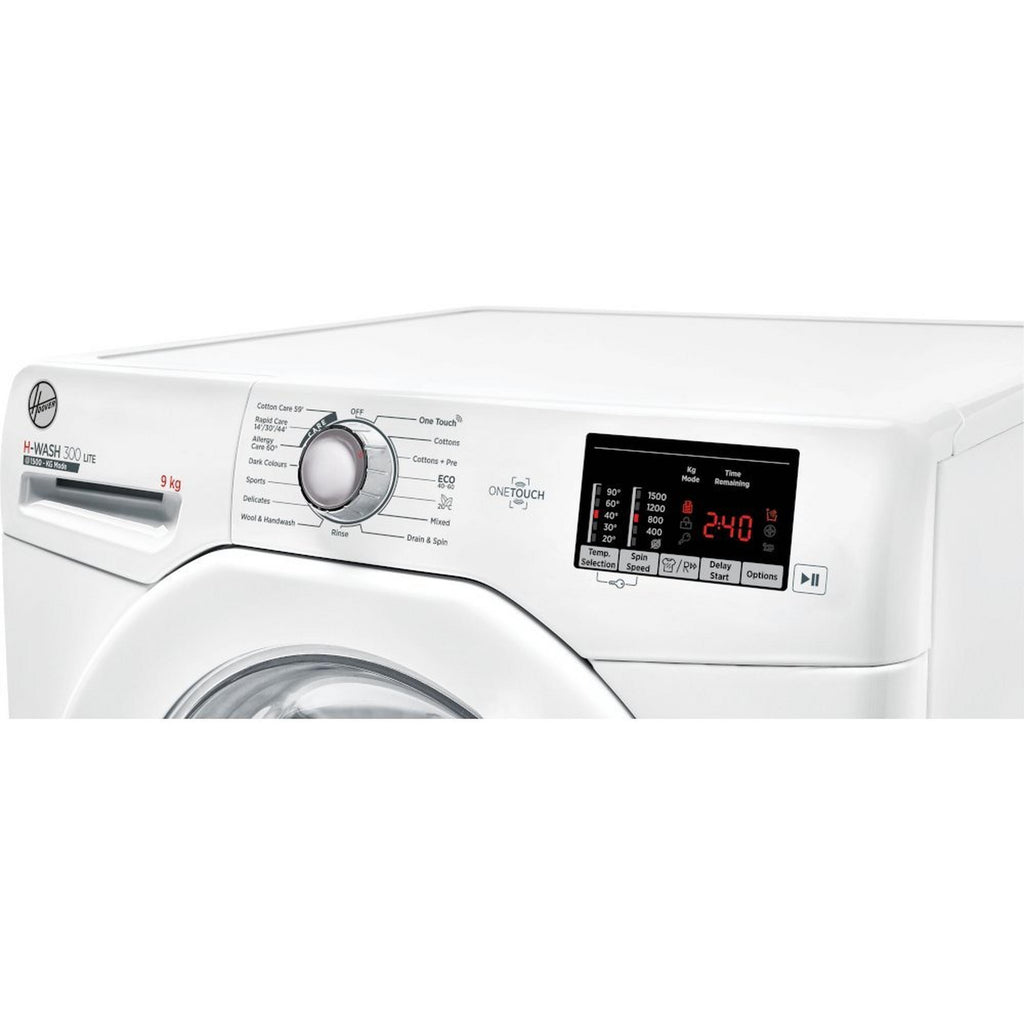 Hoover H3W592DE Washing Machine 9kg 1500 Spin - view of front control panel at an angle