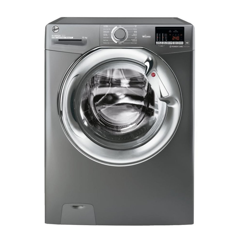 Hoover H3WS4105DACGE-M 10kg 1400 Spin Washing Machine Graphite - front view of machine