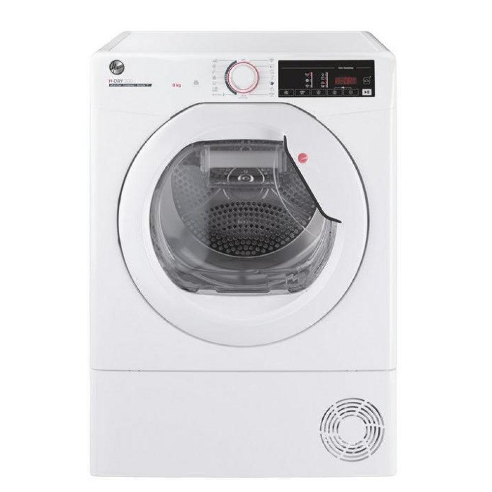 Hoover HLEC9TE 9kg Condenser Dryer WIFI - White - front view of appliance