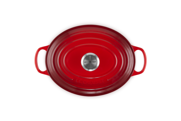 Oval Shallow Casserole Cerise top view