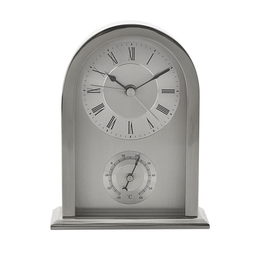 Mantel Clock Arched. Silver Aluminium Case 