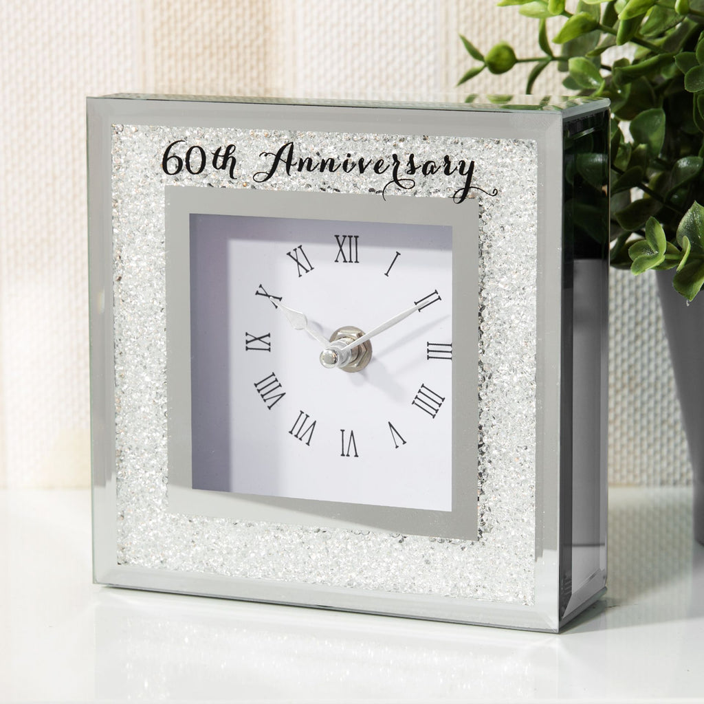 Mantel Clock Celebrations Crystal Border 60th Anniversary