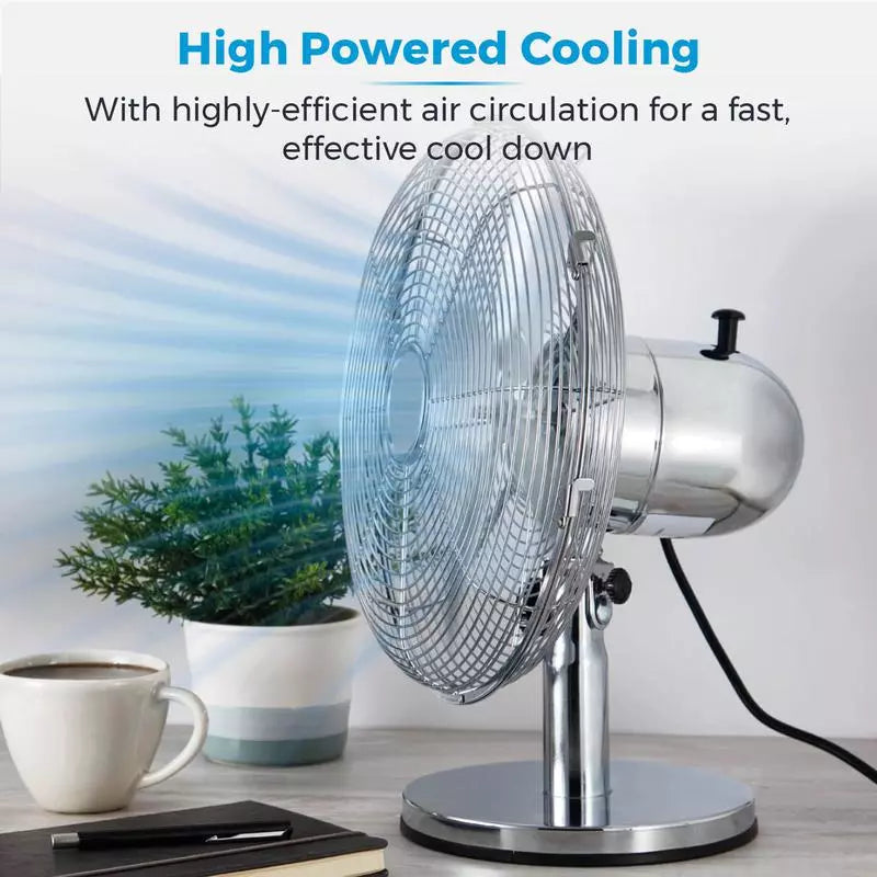  Metal Desk Fan Chrome high powered cooling