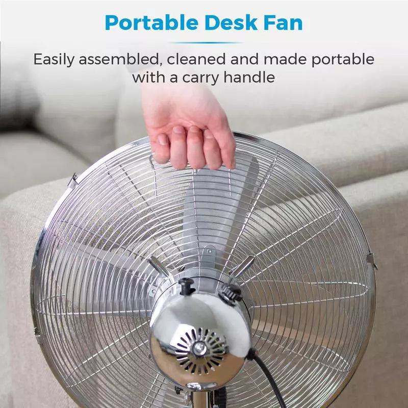  Metal Desk Fan Chrome portable desk fan