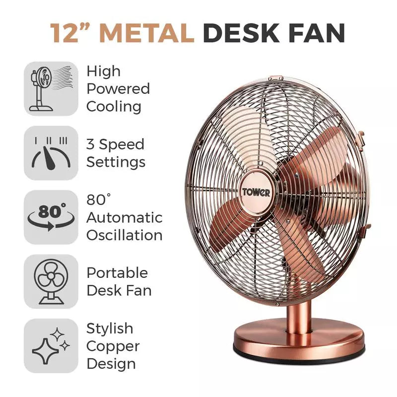 Metal Desk Fan Copper features