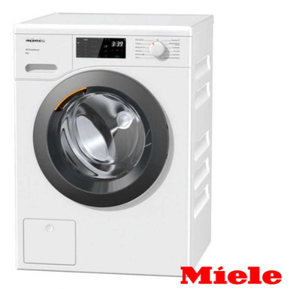 Miele WED025WCS Washing Machine,8kg-1400 Spin Speed - front of washing machine with miele logo