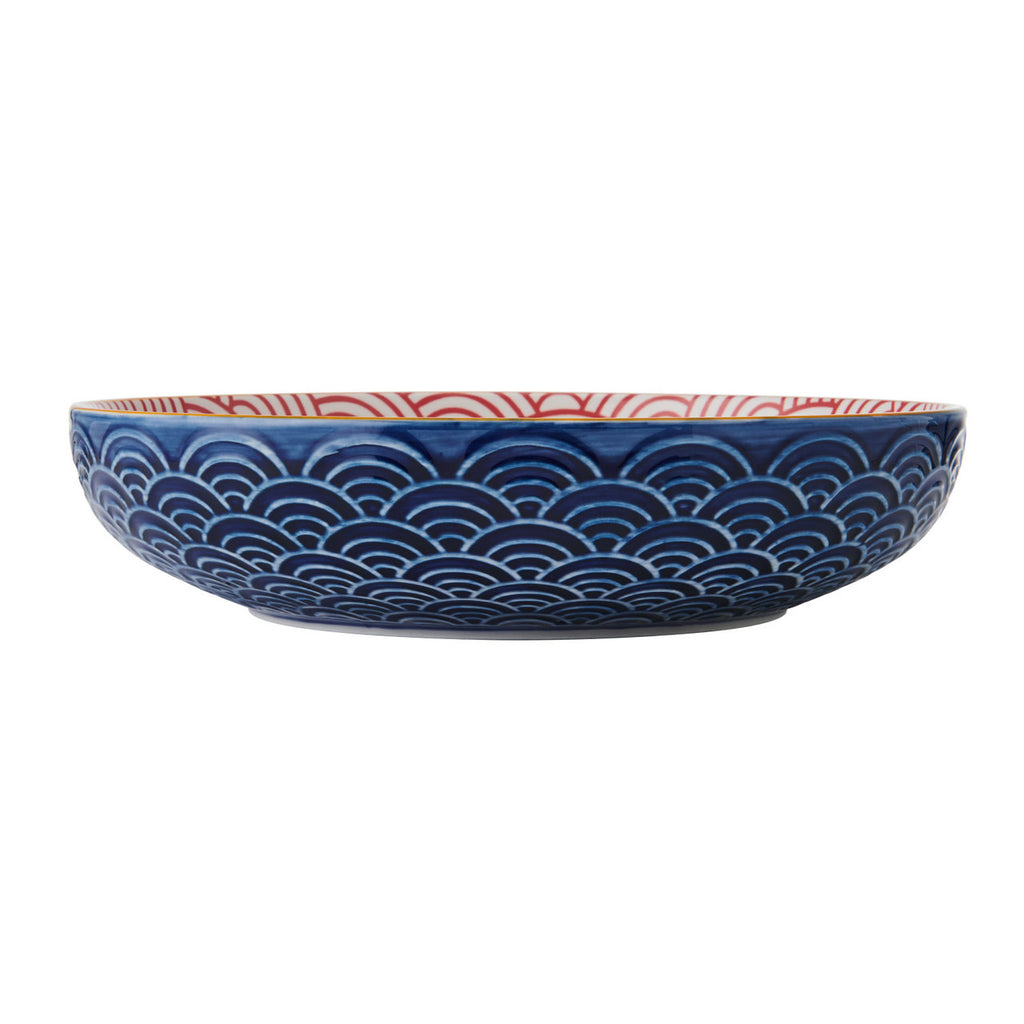 Mikasa Blue Arched Pattern Stoneware Bowl Side View