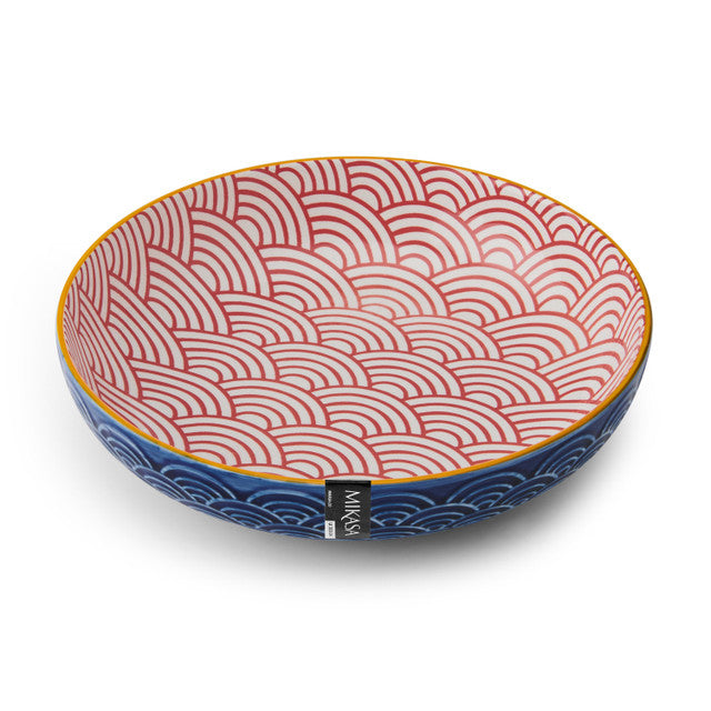 Mikasa Blue Arched Pattern Stoneware Bowl