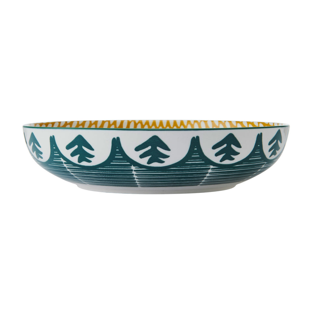 Mikasa Green Leafy Pattern Stoneware Bowl, side view