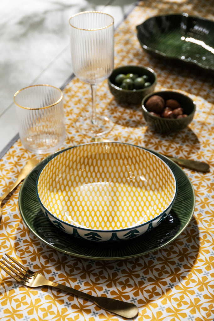 Mikasa Green Leafy Pattern Stoneware Bowl tableware