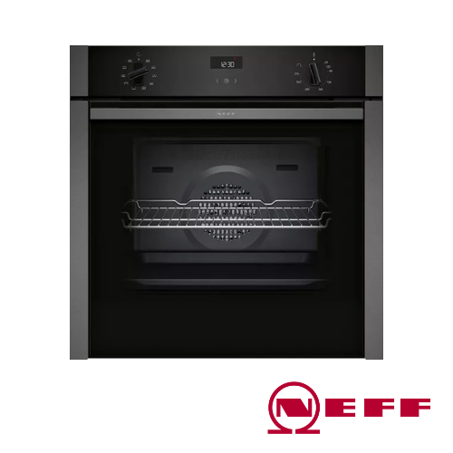 Black oven with Neff logo