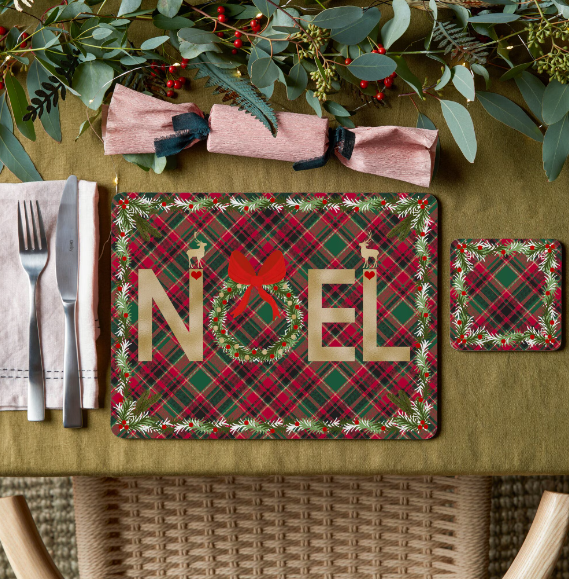 Noel Tartan Placemat and Coaster, lifestyle