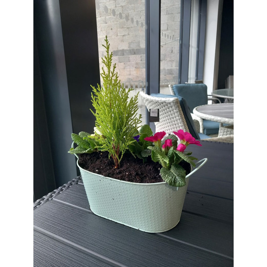 Oval Home Flower Planter with Ear Handles Mint - back of the planter
