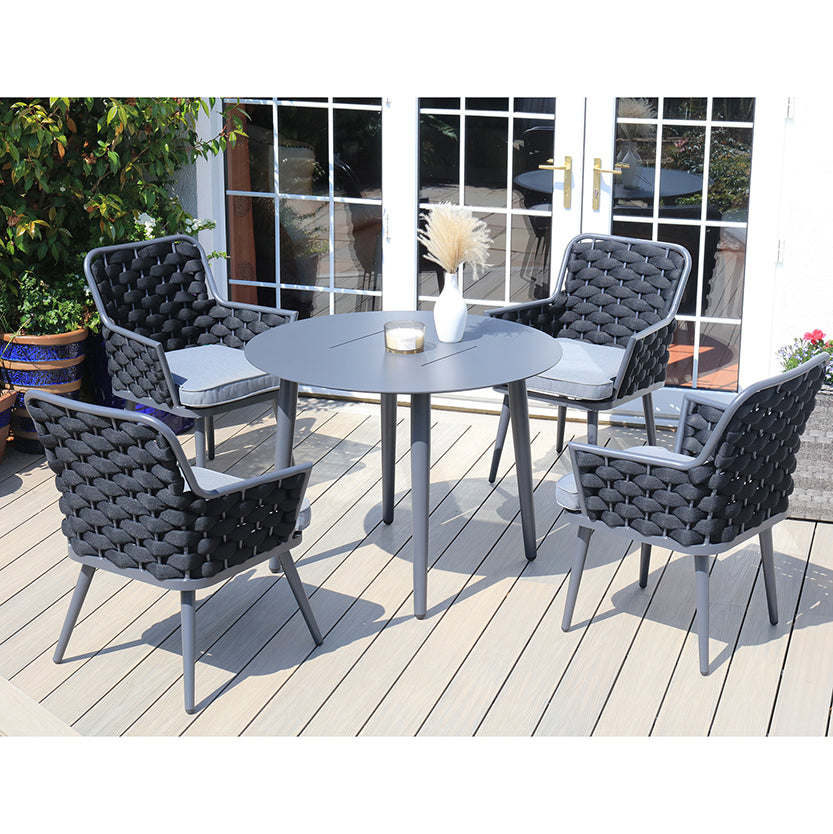 Porto MJT300 4 Seat Garden Set - set pictured on decking outside double doors to a house