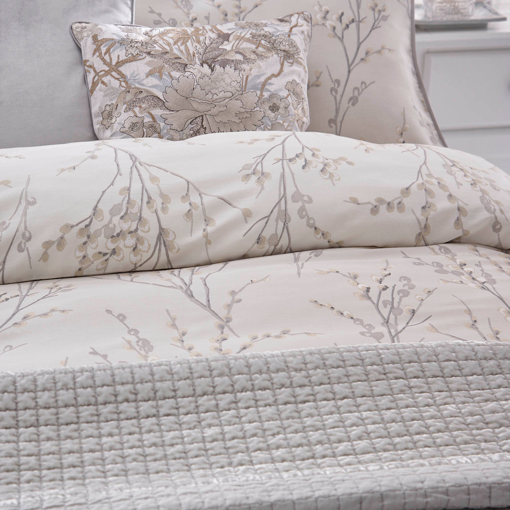 Laura Ashley Pussy Willow Grey Double Quilt Set - top view of bedset
