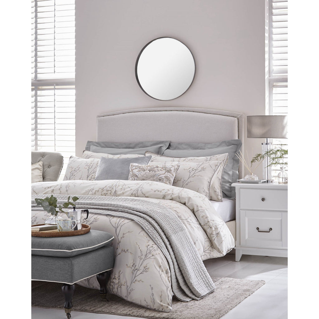 Laura Ashley Pussy Willow Grey King Quilt Set - bedroom view