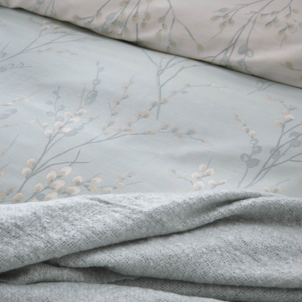 Laura Ashley Pussy Willow Duck egg Double Quilt Set - fabric design close-up