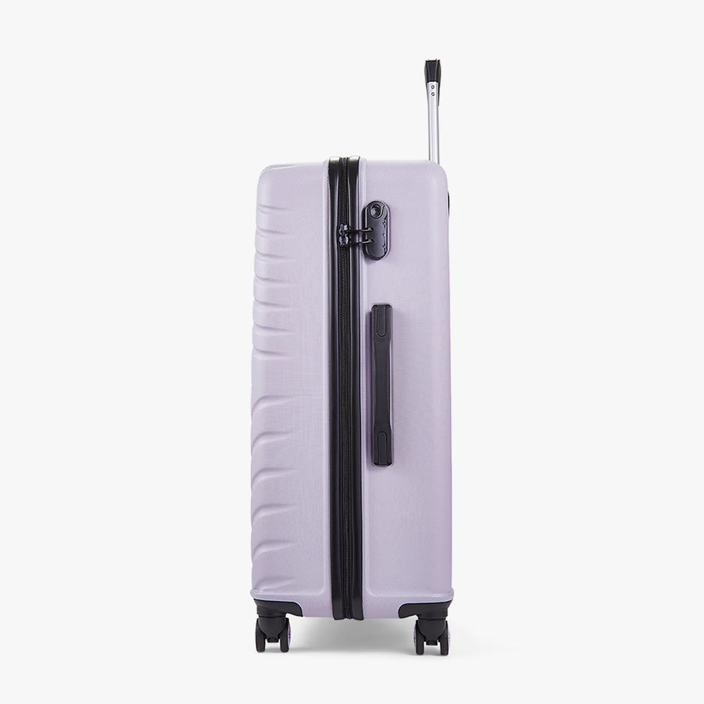 Rock TR0263PULGE Santiago Large Suitcase Purple - side of suitcase in an upright position