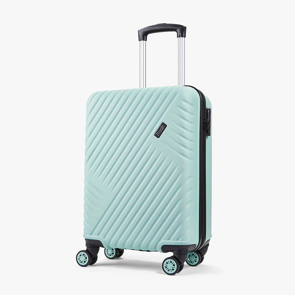 Rock TR0263GRNSM Santiago Small Suitcase Mint Green - front of the suitcase at an angle