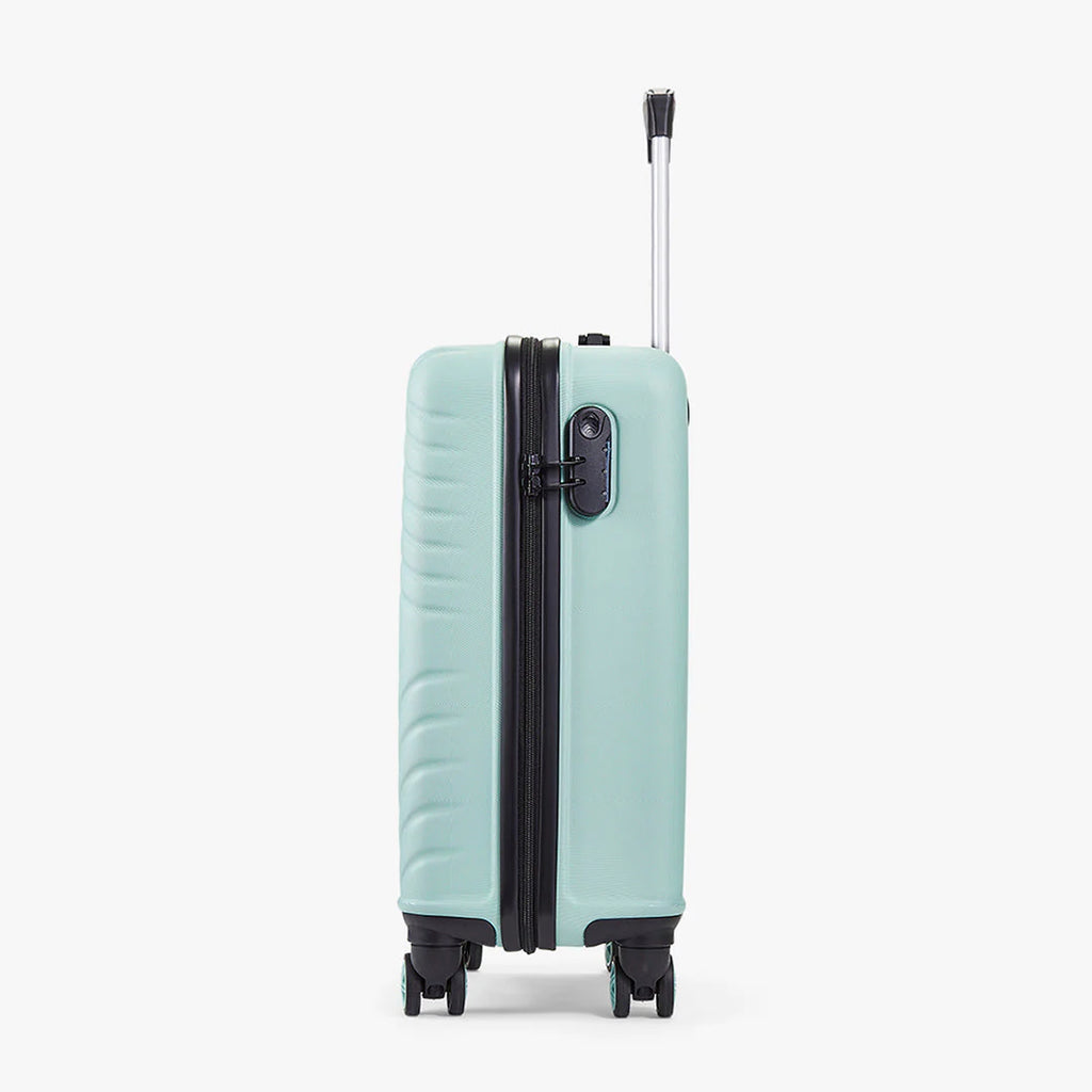Rock TR0263GRNSM Santiago Small Suitcase Mint Green - side of the suitcase in an upright position