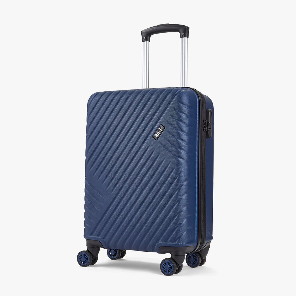 Rock TR0263NAVSM Santiago Small Suitcase Navy - front of suitcase at an angle