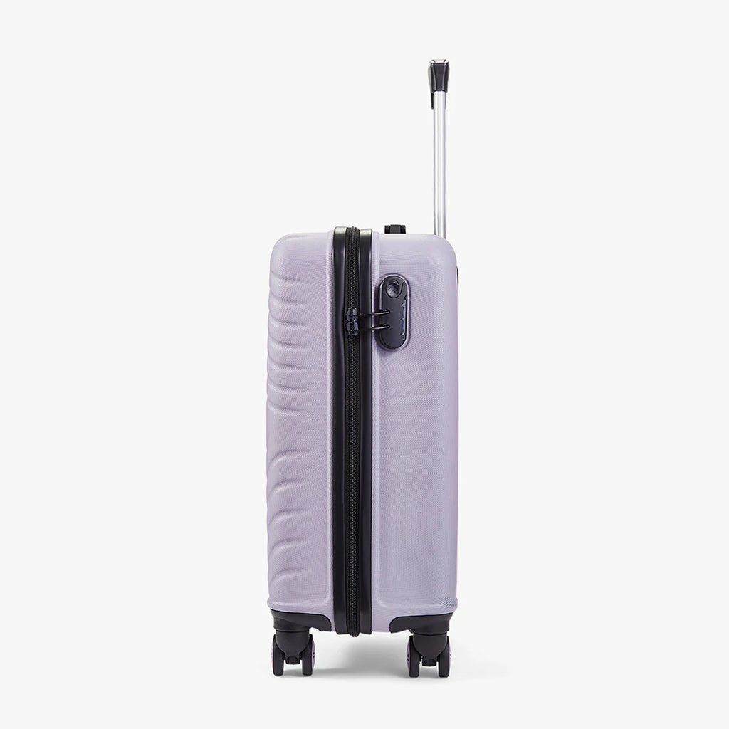 Rock TR0263PUSM Santiago Small Suitcase Purple - side of suitcase in an upright position