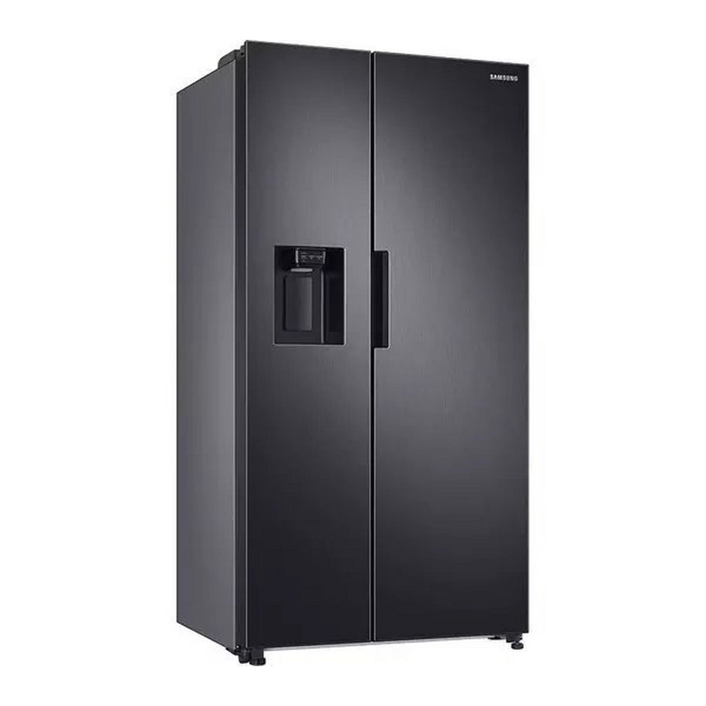 Samsung RS67A8811B1/EU American Fridge Freezer Black - view of the front of the fridge freezer with doors closed pictured from an angle on the left