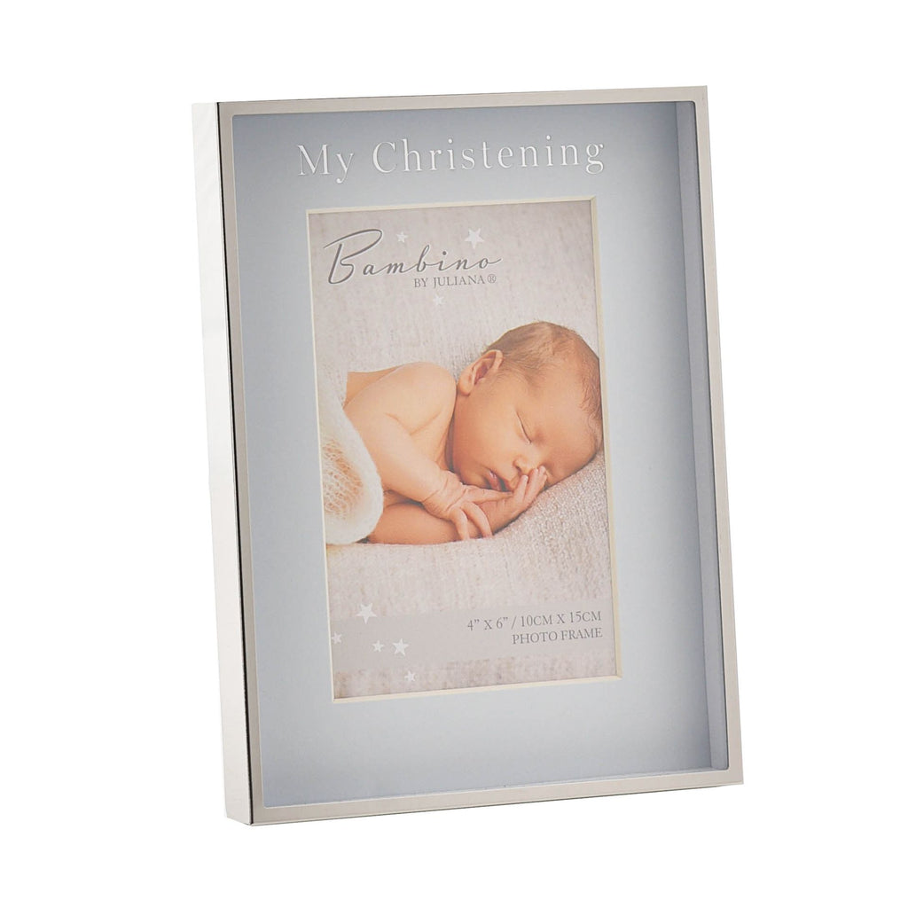 Silver Colour Photo Blue " Christening Day" Frame