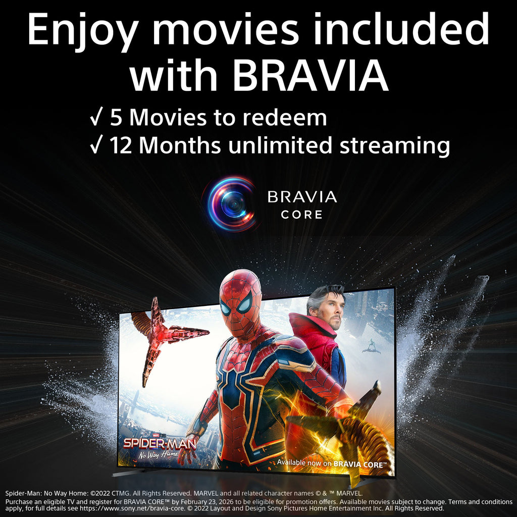 Sony KD75X75WLU 75" Smart 4K Ultra HD Tv - information about the included complimentary 12 month subscription to Bravia Core