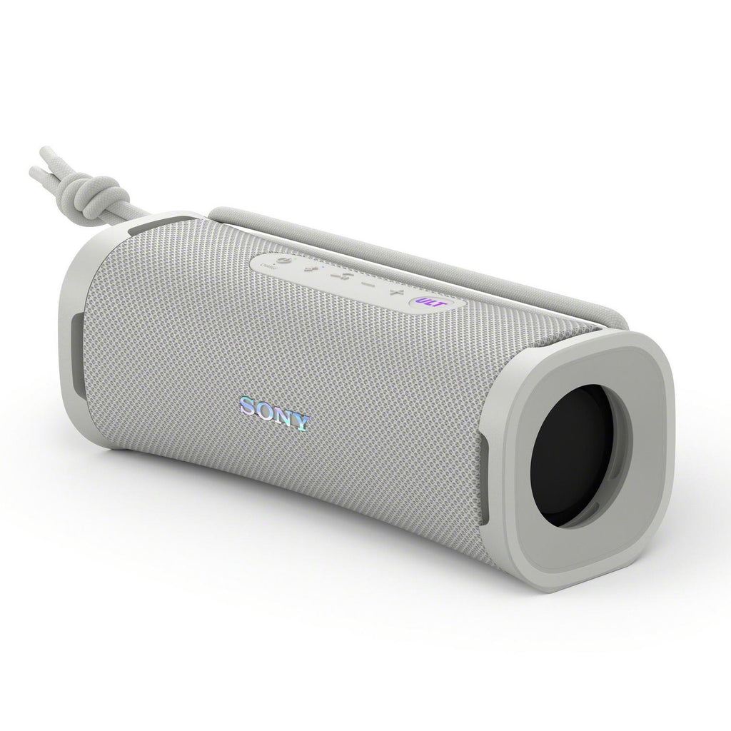 Sony SRSULT10W ULT FIELD 1 Portable Wireless Bluetooth Speaker - White - front of the speaker pictured at an angle