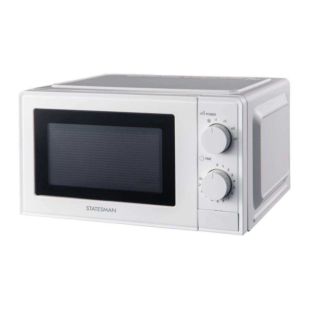 Statesman SKMS0720MPW 20 Litre Microwave White - front view of appliance at an angle