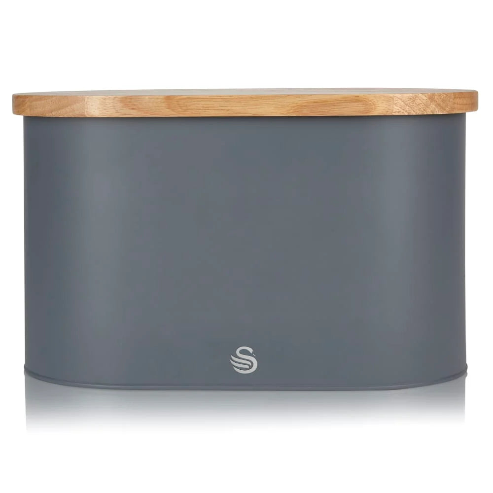 Swan Nordic Oval Bread Bin with Cutting Board Lid