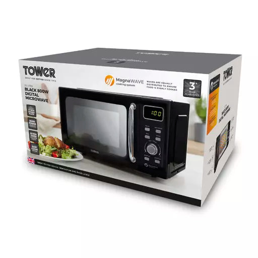 Tower T24041BLK Digital Microwave In Black - packaging
