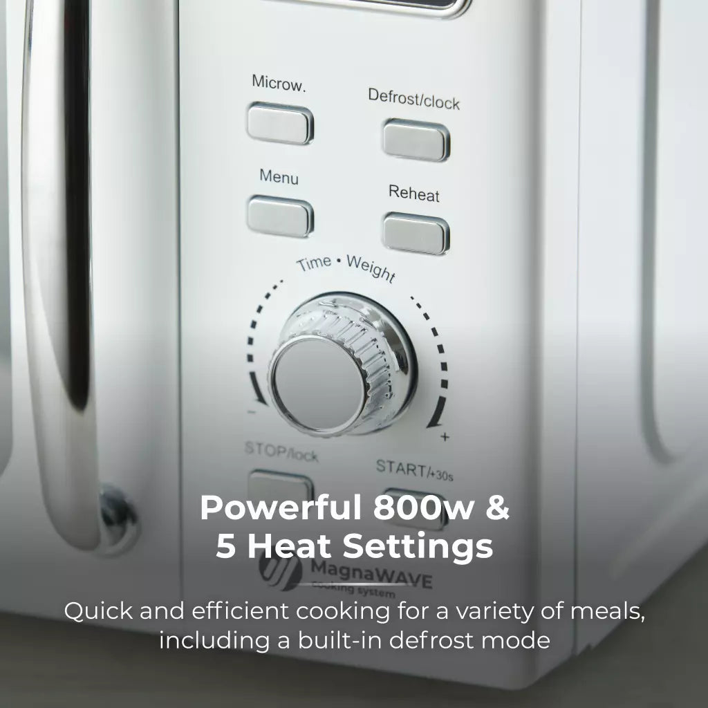 Tower T24041WHT Digital Microwave In White - powerful 800W & 5 heat settings