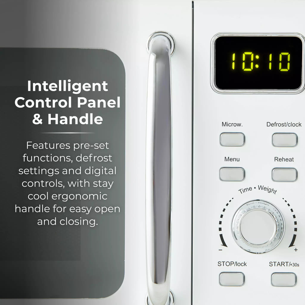 Tower T24041WHT Digital Microwave In White - intelligent control panel & ergonomic handle
