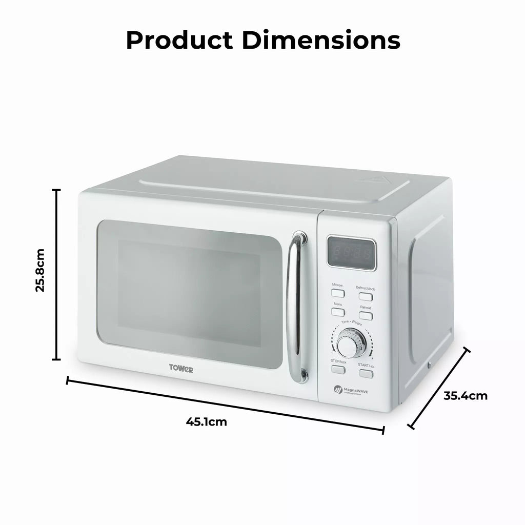 Tower T24041WHT Digital Microwave In White - product dimensions