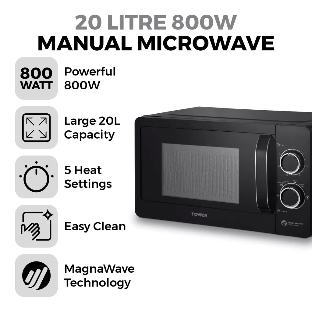 Tower T24042BLK Manual Microwave In Black - feature list