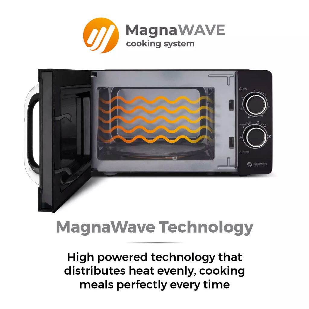 Tower T24042BLK Manual Microwave In Black - Magnawave Technology for even distribution of heat