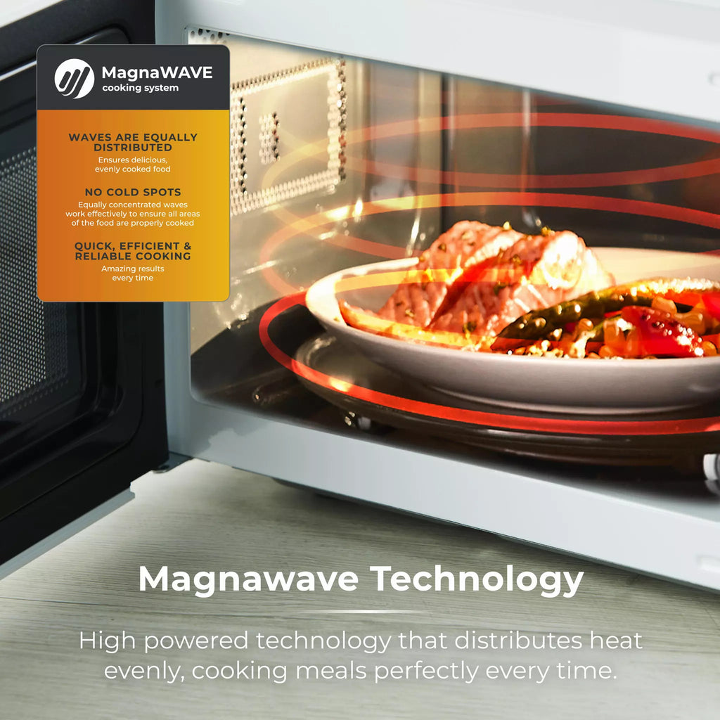 Tower T24042WHT Manual Microwave In White - Magnawave Technology for even distribution of heat