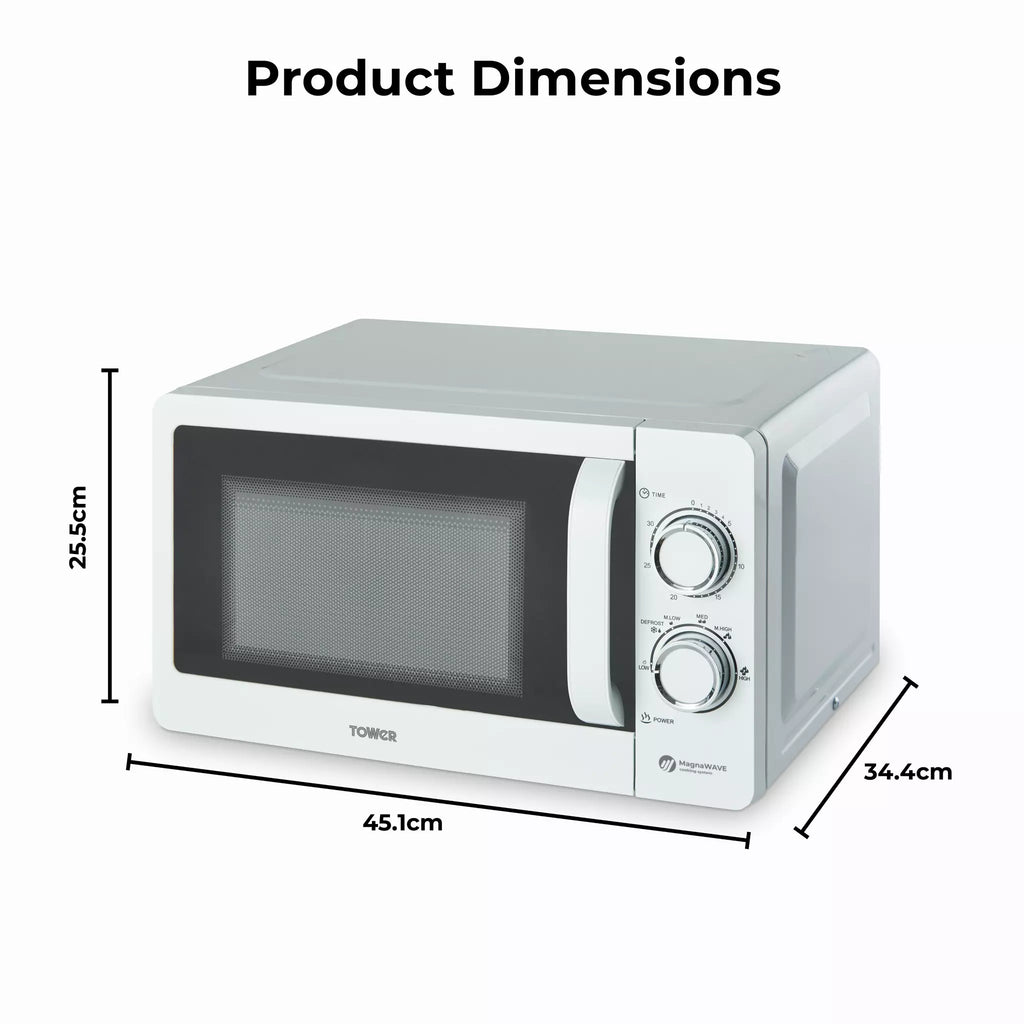 Tower T24042WHT Manual Microwave In White - product dimensions
